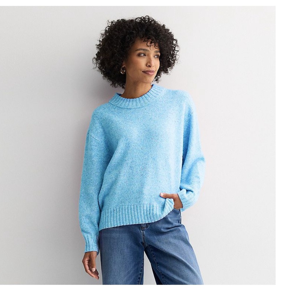 SONOMA Goods For Life Blue Heathered Crew Neck Sweater Knit Pullover Size L